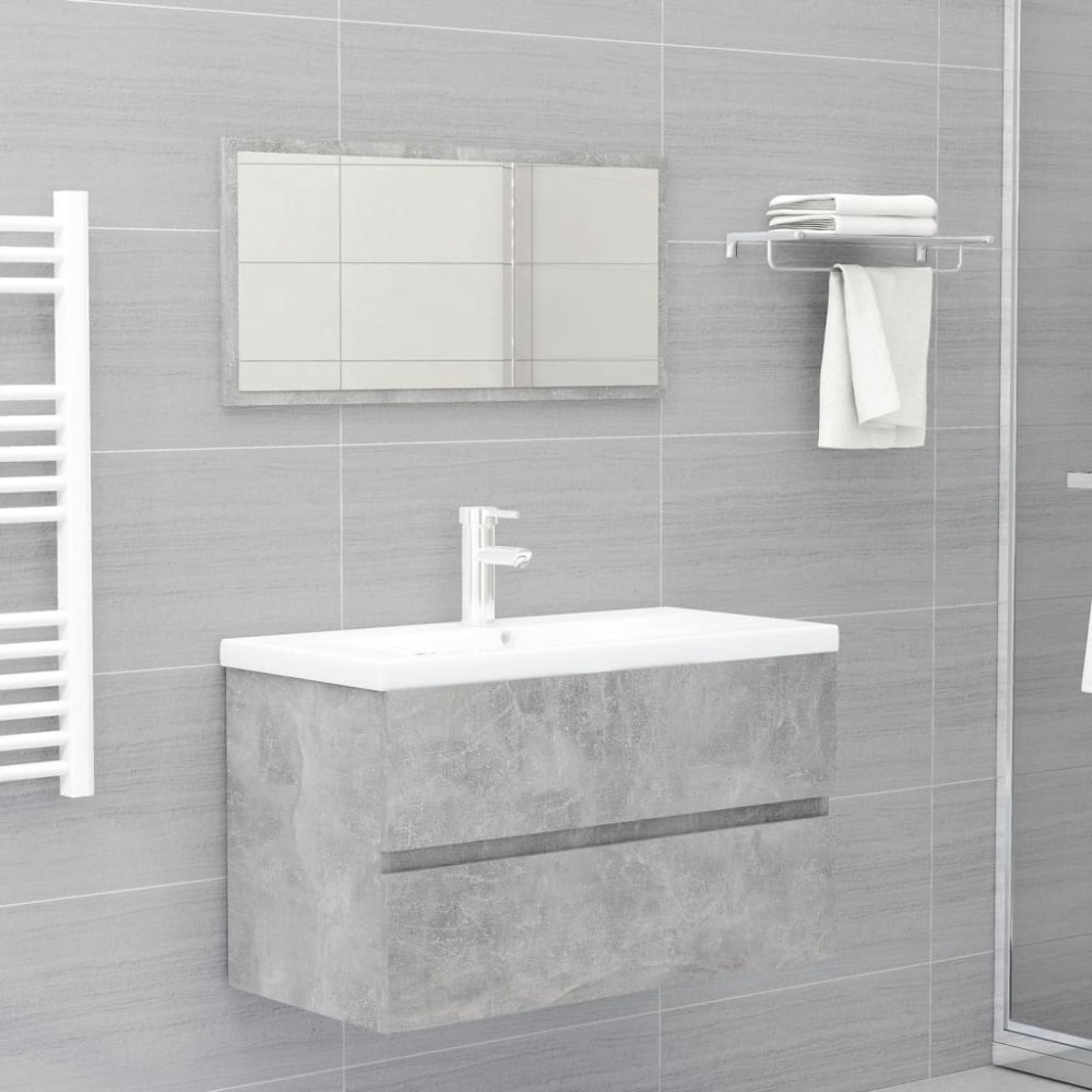 2 Piece Bathroom Furniture Set White and Sonoma Oak Engineered Wood