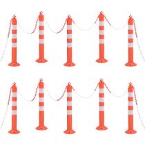 Traffic Control Bollards 4 pcs with Chain 75 cm PE