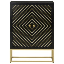 Sideboard with 2 Doors Black&Gold 55x30x75 cm Solid Wood Mango