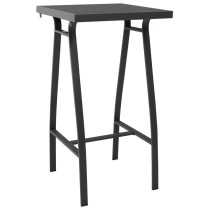 Garden Bar Table Black 110x60x110 cm Tempered Glass