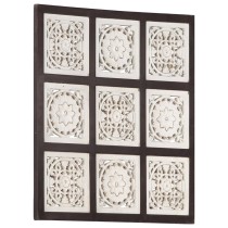 Hand-Carved Wall Panel MDF 40x80x1.5 cm Black and White