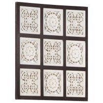 Hand-Carved Wall Panel MDF 40x80x1.5 cm Black and White