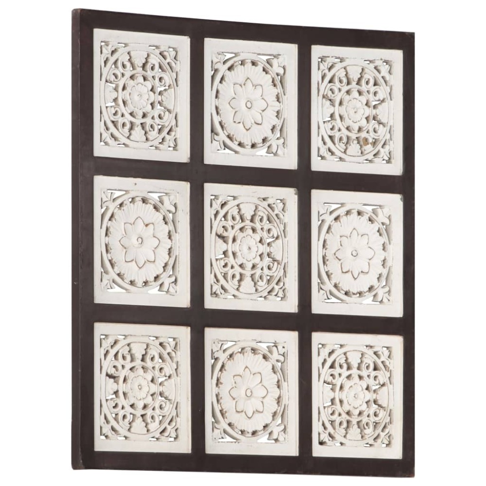 Handgeschnitztes Wandpaneel MDF 60x60x1,5 cm Schwarz und Weiß