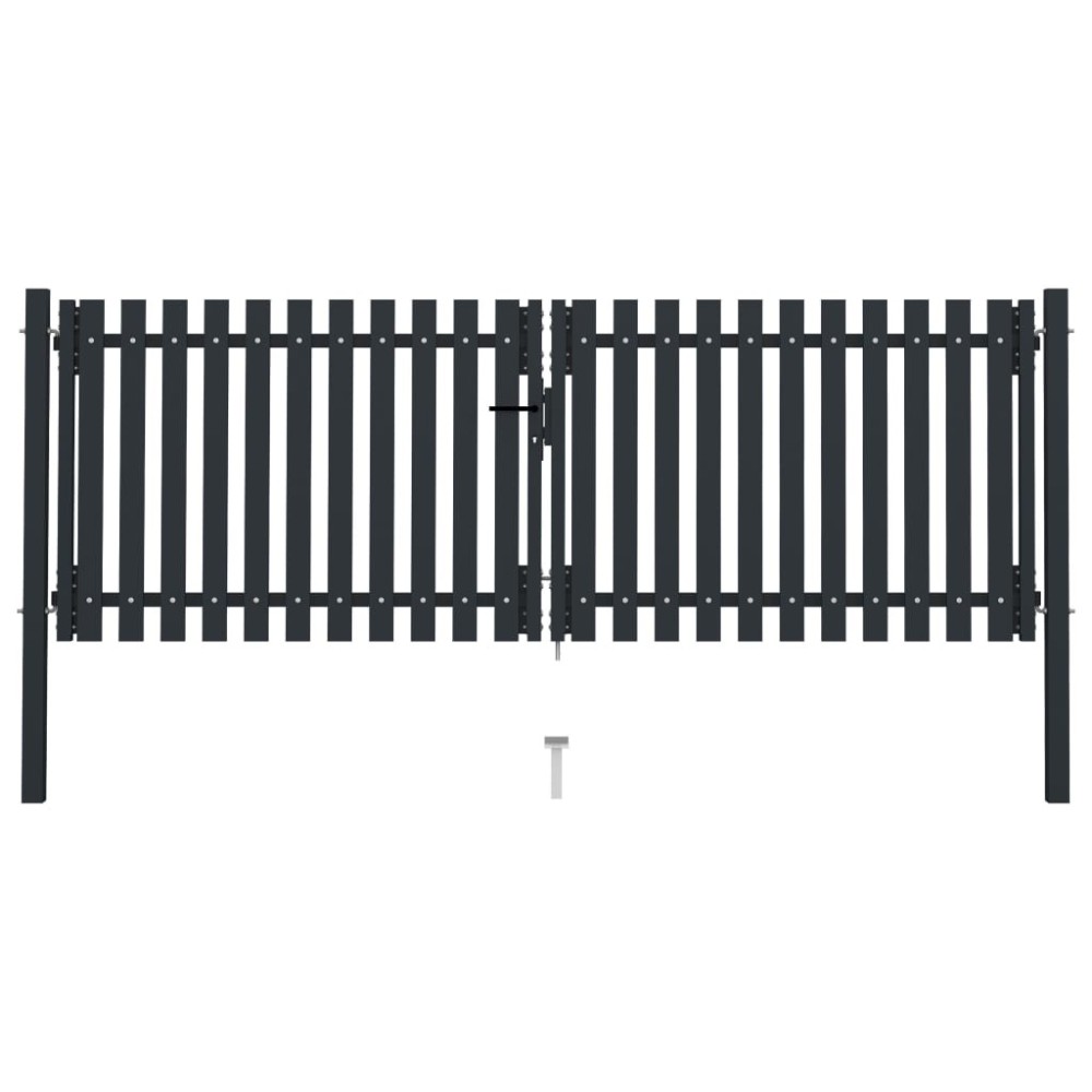 Double Door Fence Gate Steel 306x220 cm Anthracite