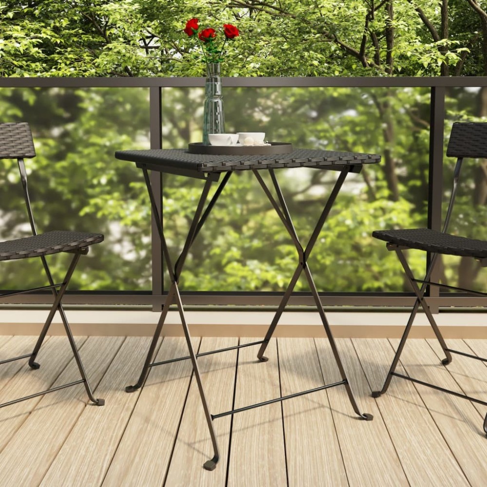 Bistrotisch Klappbar Grau 55x54x71 cm Poly Rattan