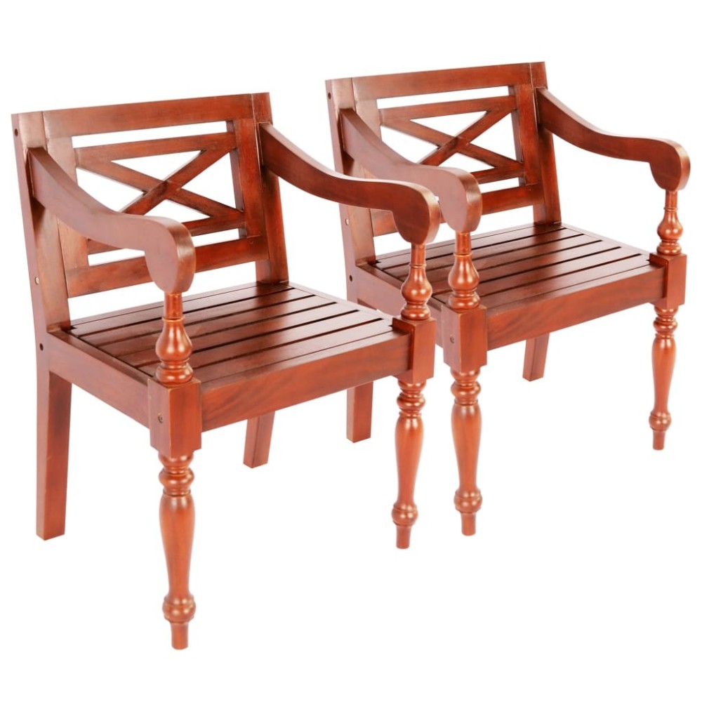 Batavia Chairs 2 pcs Light Brown Solid Mahogany Wood