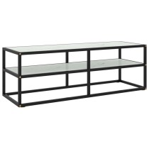 TV Cabinet Black with Tempered Glass 140x40x40 cm