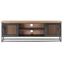 TV Cabinet Grey 120x30x40 cm Solid Acacia Wood and Steel