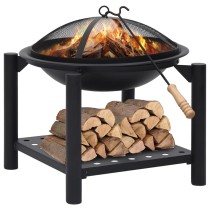 Fire Pit with Poker 54x54x55 cm Steel