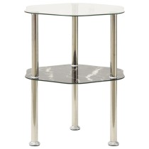 2-Tier Side Table Transparent 38x38x50 cm Tempered Glass