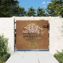 Garden Gate 85x200 cm Corten Steel Tree Design