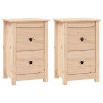 Bedside Cabinets 2 pcs Black 40x35x61.5 cm Solid Wood Pine