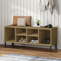 Shoe Rack with Metal Legs Grey 106x35x45 cm Solid Wood OSLO