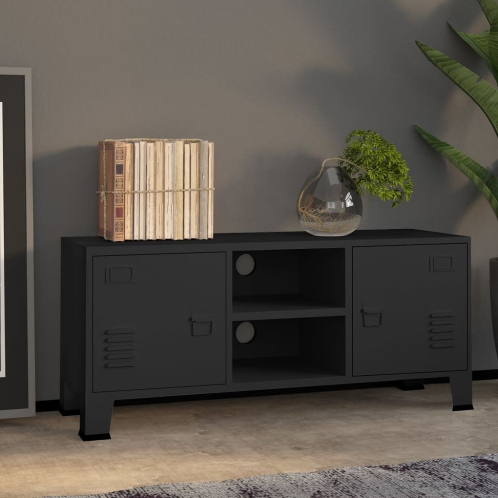 Industrial TV Cabinet White 105x35x42 cm Metal