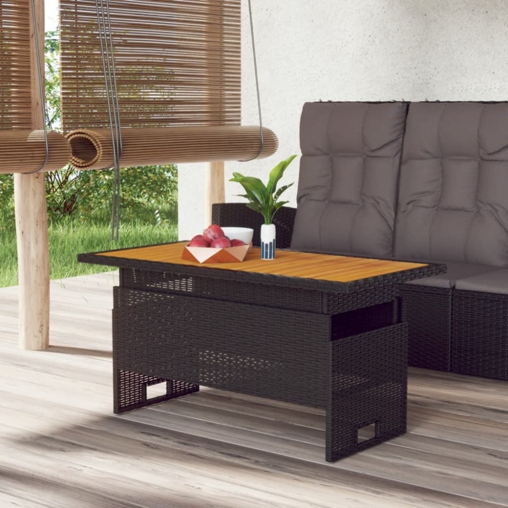 Garden Table Grey 100x50x43/63 cm Solid Wood Acacia&Poly Rattan