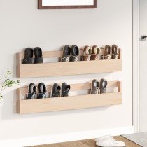 Wall-mounted Shoe Racks 2 pcs White 59x9x23 cm Solid Wood Pine