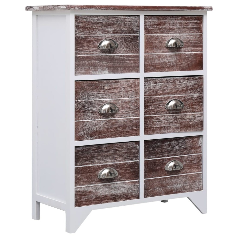 Beistellschrank 6 Schubladen Braun 60x30x75 cm Paulownia-Holz