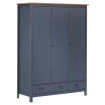 3-Door Wardrobe Hill 127x50x170 cm Solid Pine Wood