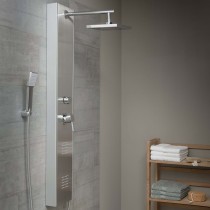 SCH TTE Shower Panel with Single Lever Mixer TAHITI Stainless Steel