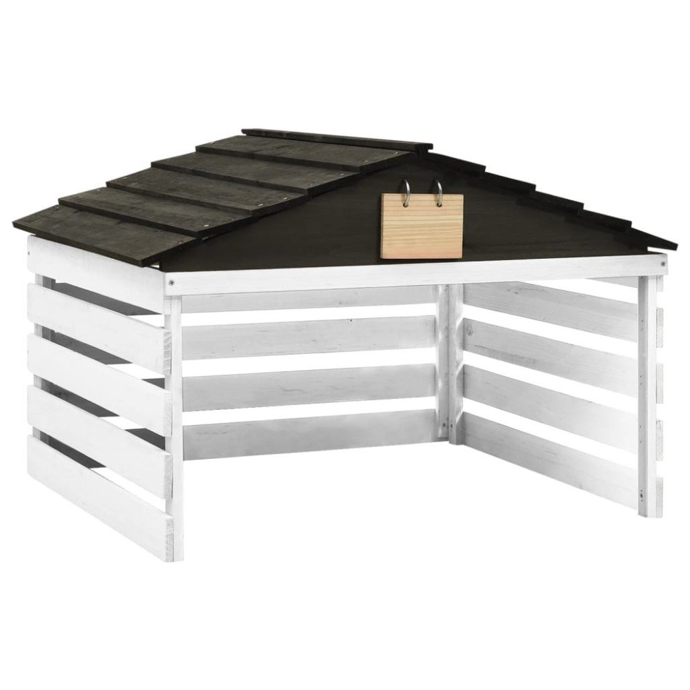 Mähroboter-Garage Schwarz und Braun 78x74x54 cm Tannenholz