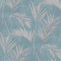 DUTCH WALLCOVERINGS Tapete Palmwedel Blau und Grau