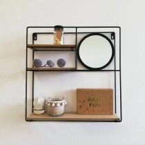 H&S Collection Wall Rack with Mirror 40x10x40 cm