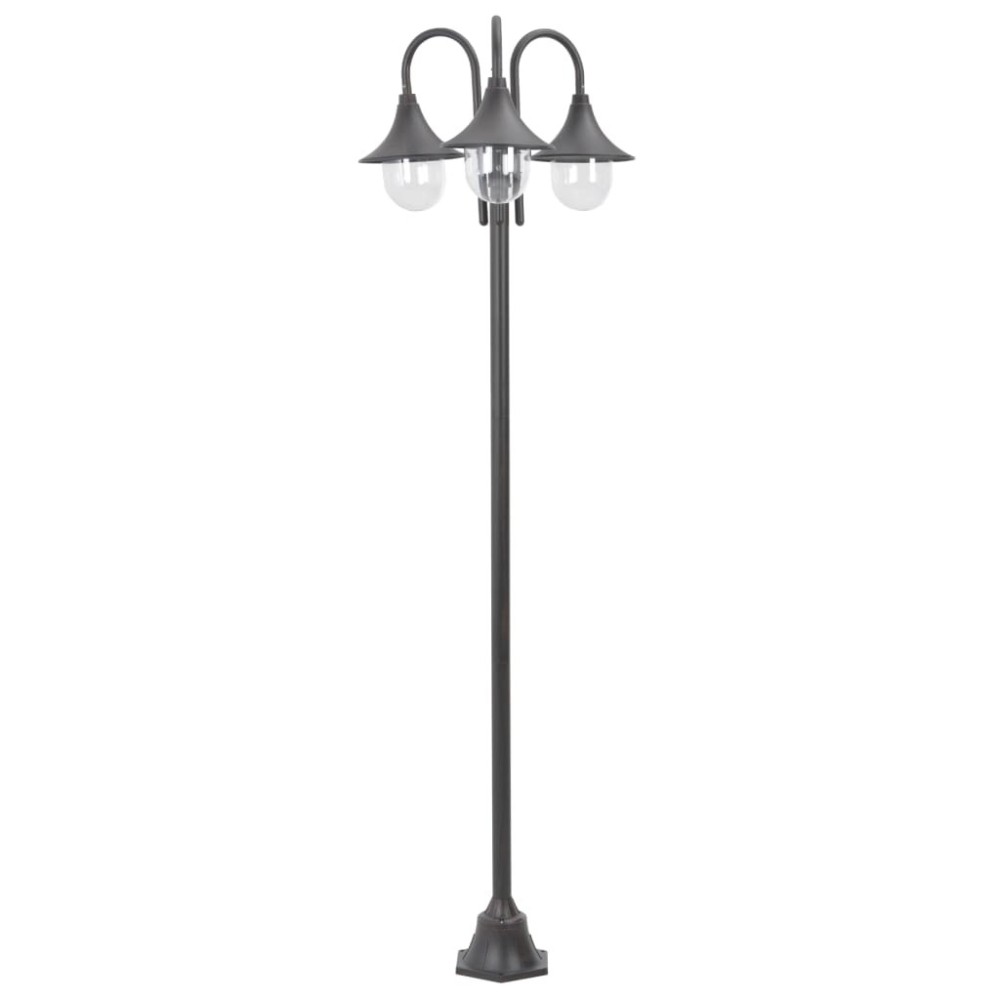 Garden Post Light E27 220 cm Aluminium 3-Lantern Dark Green