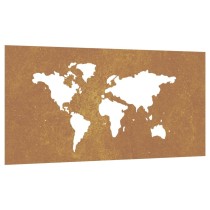 Garden Wall Decoration 105x55 cm Corten Steel World Map Design