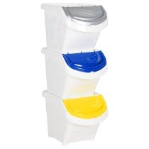 Stackable Waste Bins with Lids 3 pcs White PP 78 L