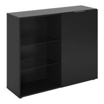 FMD Dresser with 1 Door and Open Shelving Black