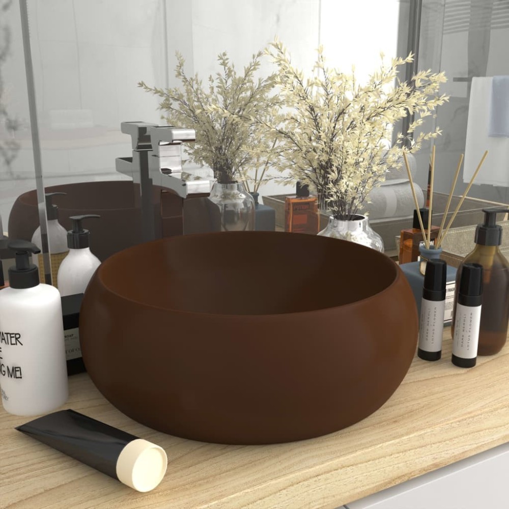 Luxury Wash Basin Round Matt Light Green 40x15 cm Ceramic