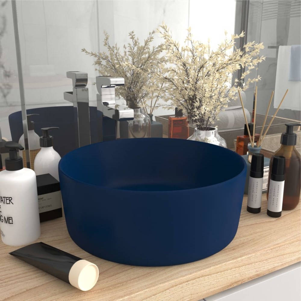 Luxuriöses Waschbecken Rund Matt Dunkelgrau 40x15 cm Keramik