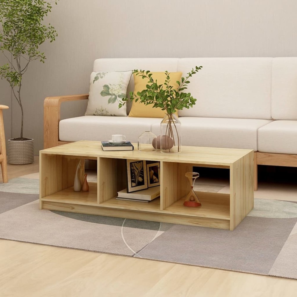 Coffee Table White 110x50x34 cm Solid Pinewood