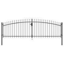 Double Door Fence Gate with Spear Top 300x150 cm