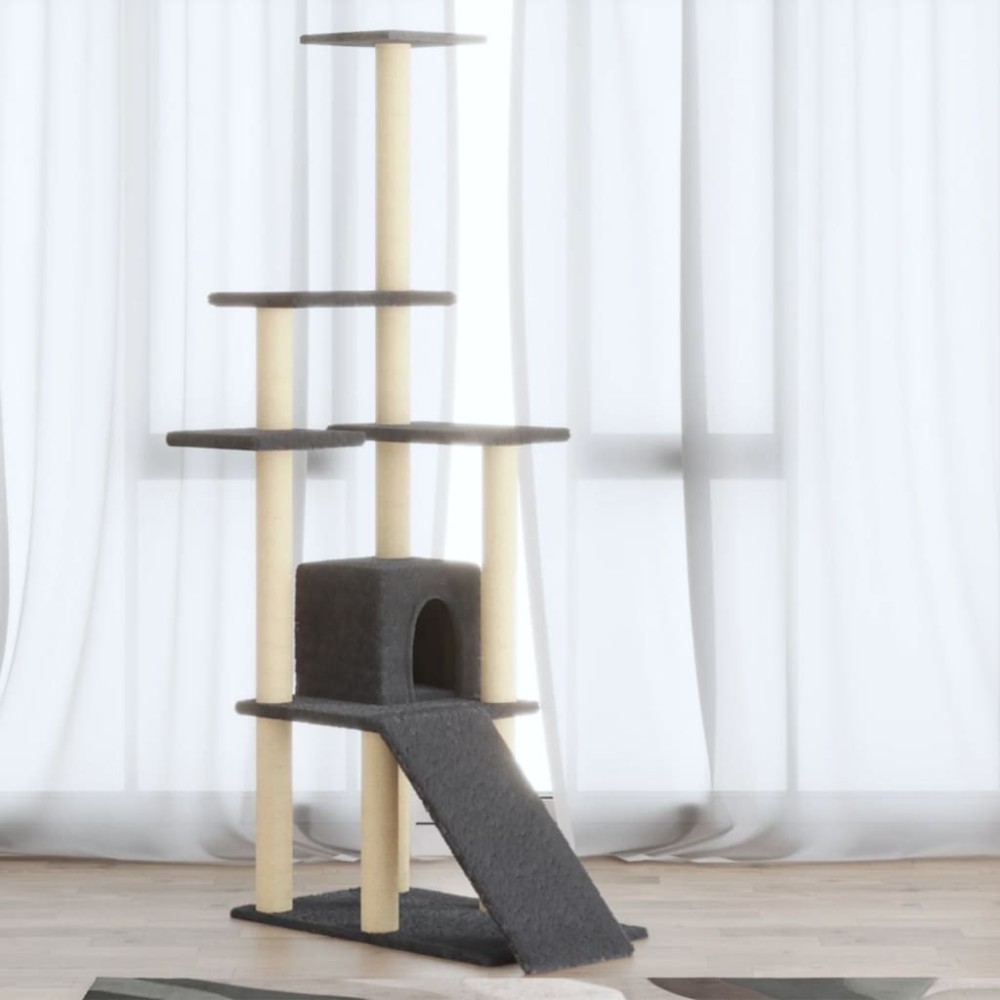 Cat Tree with Sisal Scratching Posts Light Grey 155 cm