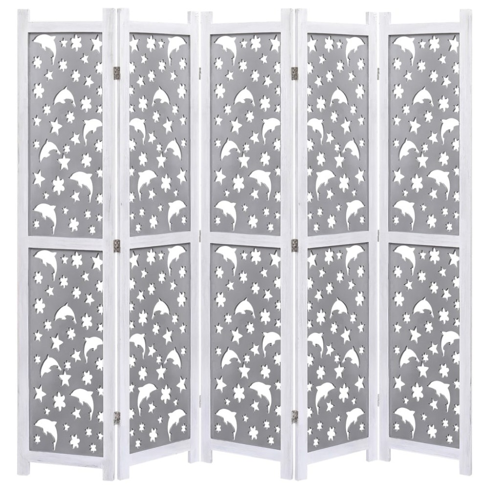 3-Panel Room Divider Grey 105x165 cm Solid Wood