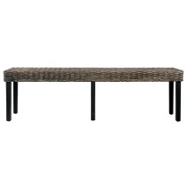 Bench 160 cm Black Natural Kubu Rattan and Solid Mango Wood