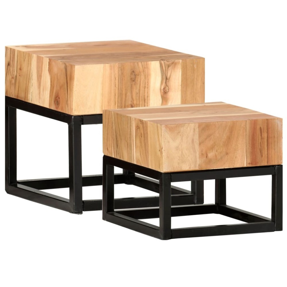 Side Tables 2 pcs Solid Acacia Wood