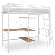 Bunk Bed with Table Frame Grey Metal 90x200 cm