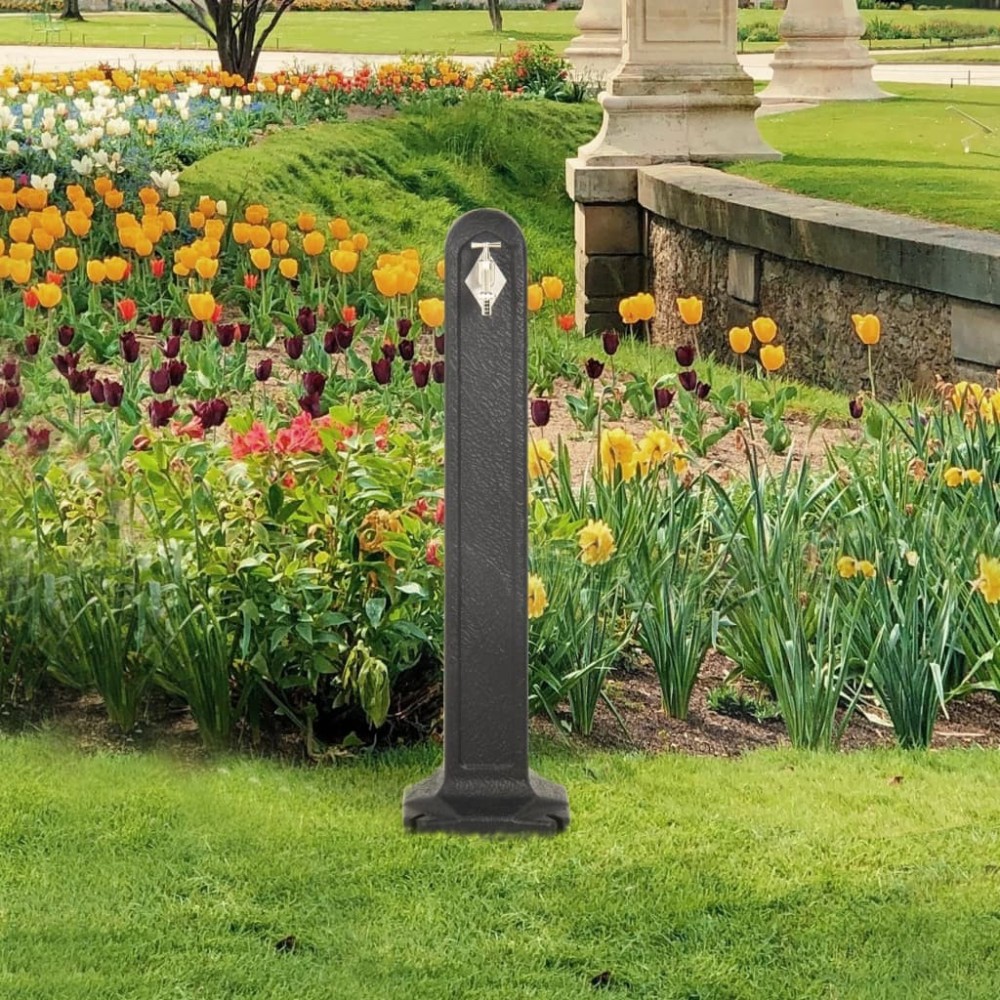 Wasserzapfsäule Hellgrau Steinoptik