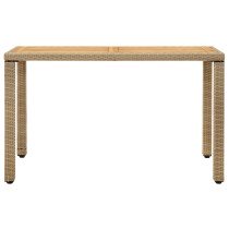 Garden Table Beige 123x60x74 cm Poly Rattan&Solid Wood Acacia