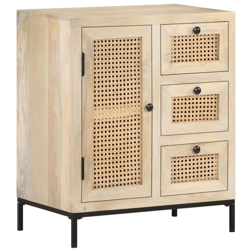 Sideboard 60x35x70 cm Solid Mango Wood and Natural Cane