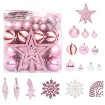 70 Piece Christmas Bauble Set Silver and White