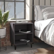 Bed Cabinet with Metal Legs High Gloss Black 40x30x50 cm