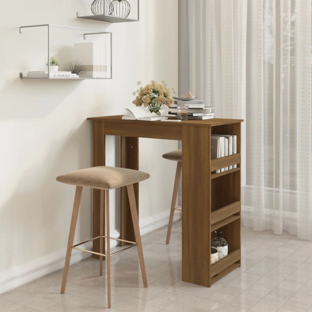 Bar Table with Storage Rack High Gloss White 102x50x103.5 cm