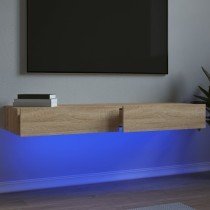 TV-Schränke mit LED-Leuchten 2 Stk. Räuchereiche 60x35x15,5 cm