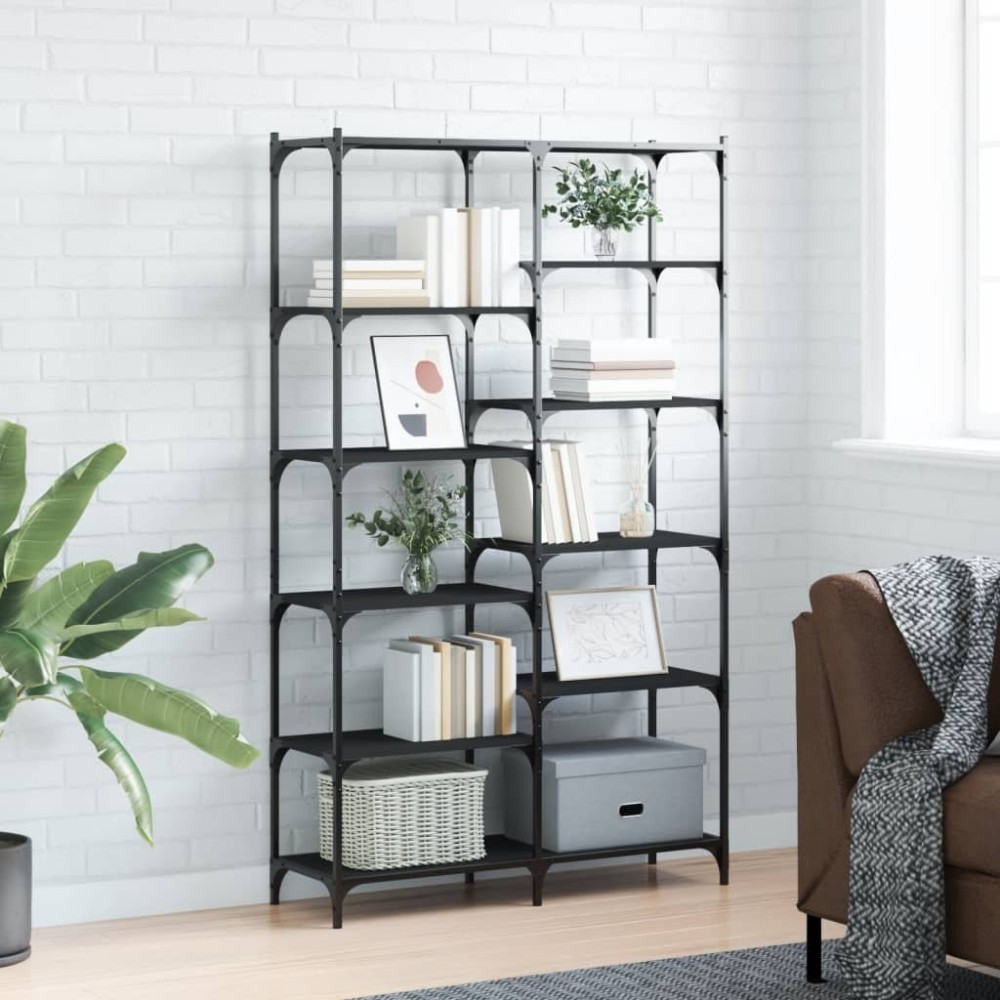 Bookshelf Black 100x32x170 cm Engineered Wood and Iron