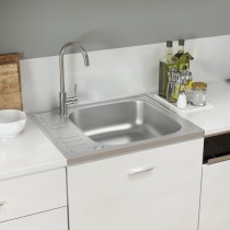 Spüle mit Abtropffläche Set Silbern 600x600x155 mm Edelstahl