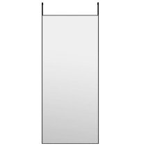 Türspiegel Schwarz 30x100 cm Glas und Aluminium
