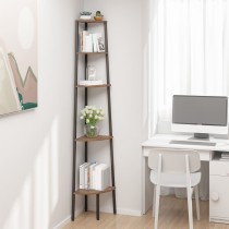 3-Tier Corner Shelf Light Brown and Black 45.5x31.5x120 cm